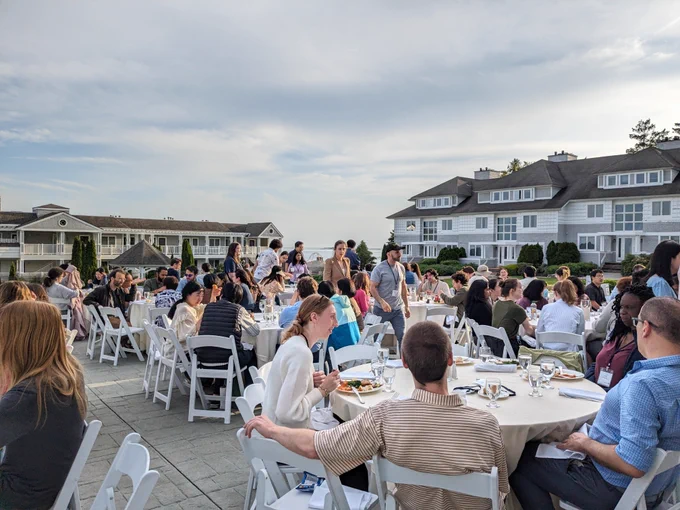 Picture of a sunset dinner from the annual Department of Neuroscience Retreat 
