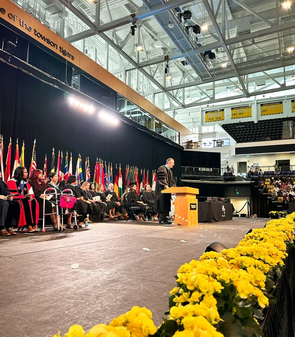 Image of the County Executive speaking at the graduation ceremony. 