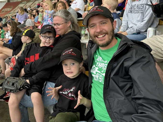 Families at a baseball game
