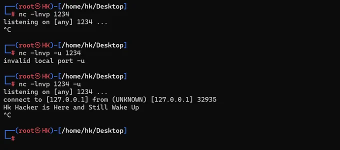 Netcat Listener with -u for UDP
