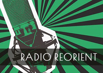 Radio ReOrient logo (mic on green and black background)