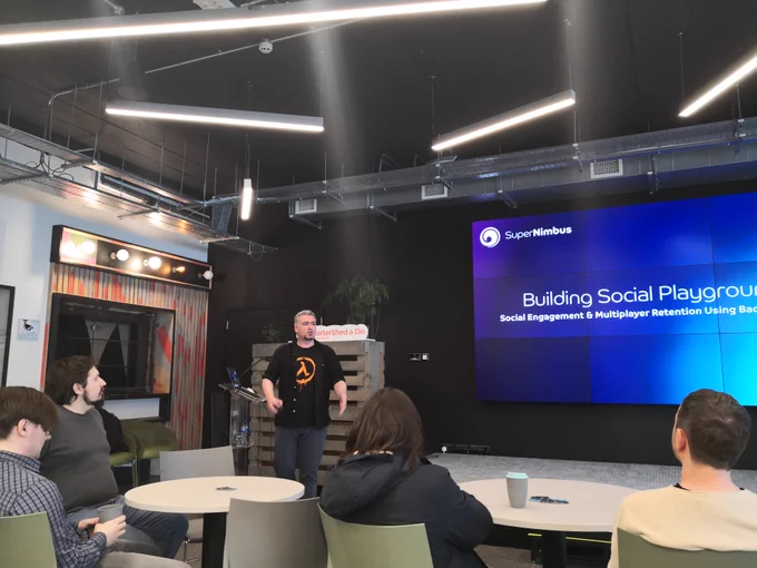 A shot of Sean Durkin of SuperNimbus speaking at the Workshop.