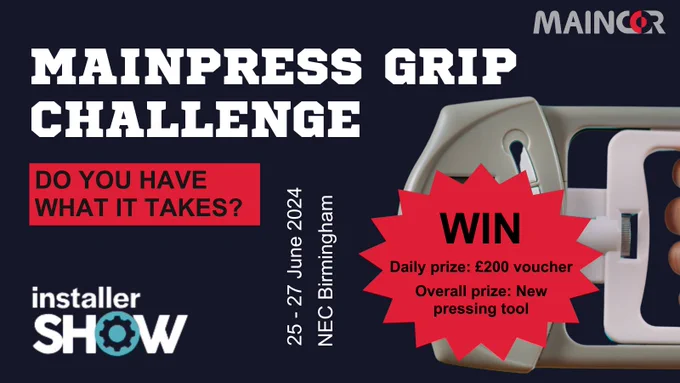 Maincor will be hosting a Mainpress Grip Challenge at the 2024 Installer Show