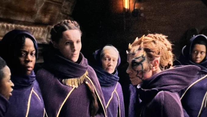 A group of witches, including Ensign Eurus as played by Abigail Thorn