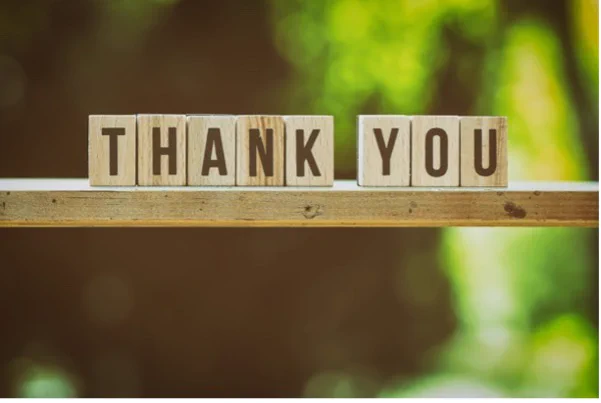 A "Thank You" card.