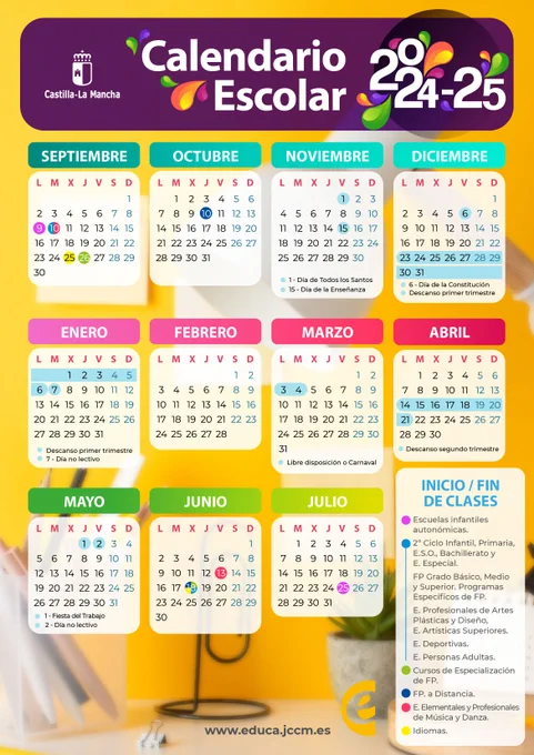 Calendario Escolar Castilla-La Mancha curso 2024/2025