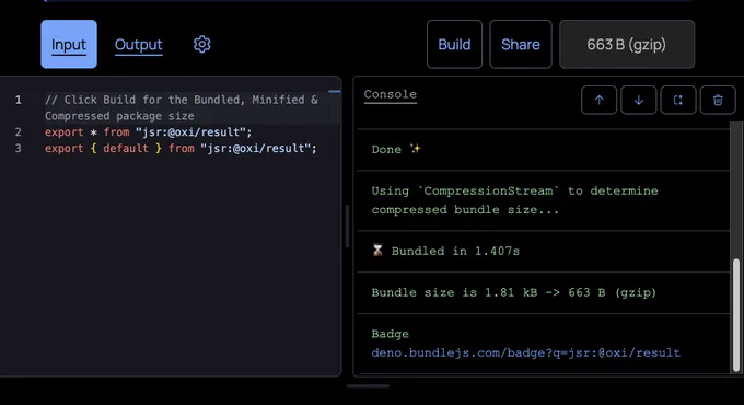 Demo of a JSR package being bundled by bundlejs