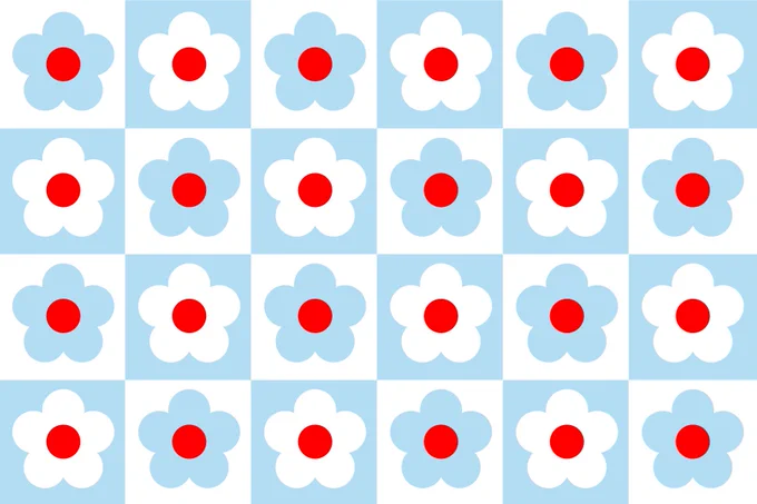 Daisy crochet pattern with Chicago flag colors (red, white, and light blue) generated with ggplot2. 