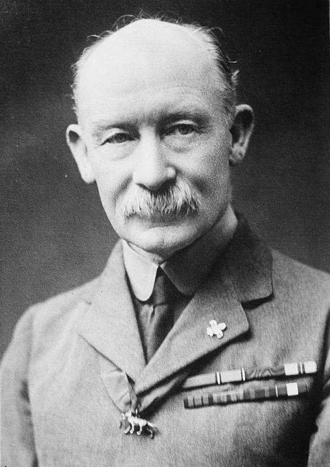Portrait of military general, and notable racist and homophobe, Robert Baden-Powell. 