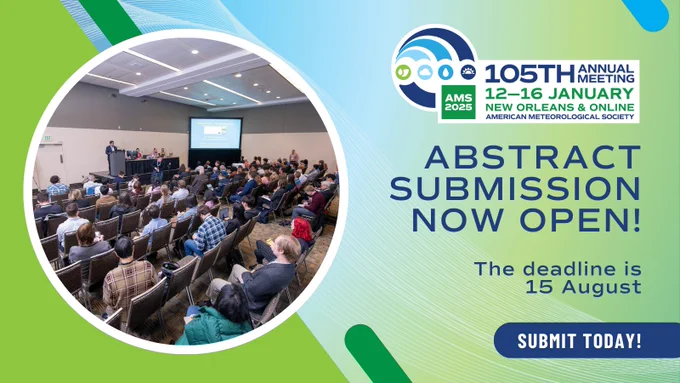 Graphic for abstract submissions for the AMS 105th Annual Meeting at New Orleans, LA.