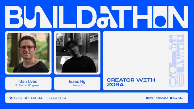 Details of the 'Creator with Zora' workshop at the Onchain Summer Buildathon.