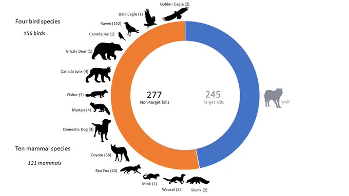 An overview of known species killed during Alberta’s Gray Wolf strychnine program, 2005–2020. 