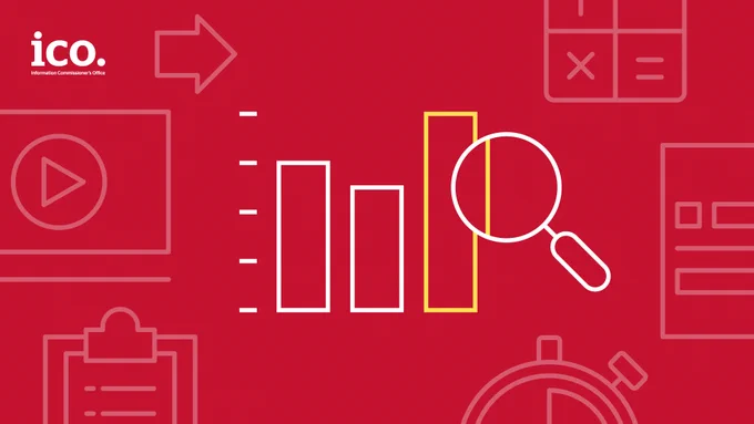An icon of a yellow and white line graph with a magnifying glass over the top. This is to represent that we're taking a closer look at the data behind FOI requests. 
