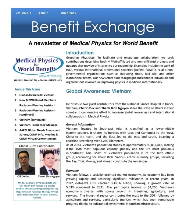 🚀 The latest MPWB newsletter (Vol. 8, Issue 1, June 2024) is here!

Highlights:
- Vietnam insights from Chi Do Duc & Thanh Binh Nguyen
- Radiation Planning Assistant for LMICs
- Welcome Navid Khaledi, PhD, our new Director of Comms!

Thanks to Dr. Parminder Basran for his exceptional editorship.

Read here: https://mpwb.org/resources/Newsletters/2024-1.pdf

#MedicalPhysics #GlobalHealth #RadiationTherapy #MPWB