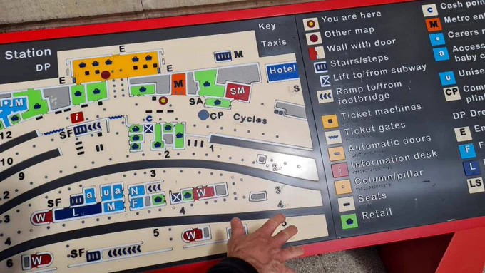 tactile map showing the layout of newcastle train station
