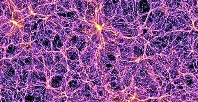 Image: Dark Matter Structure simulation. Courtesy https://newatlas.com/dark-matter-filaments-found/23281/