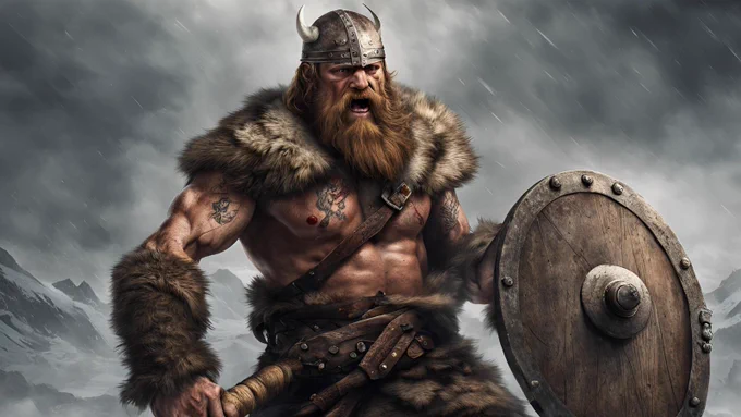 Viking Berserkers:
These legendary warriors were known for their ferocity and trance-like rage in battle. They wore animal skins, wielded axes, and were believed to possess superhuman strength.
