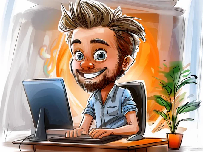 Computer Expert Caricature | Personalized Caricature of Man
