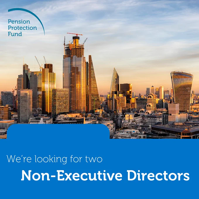 London skyline, text reads: We're looking for two Non-Executive Directors. 