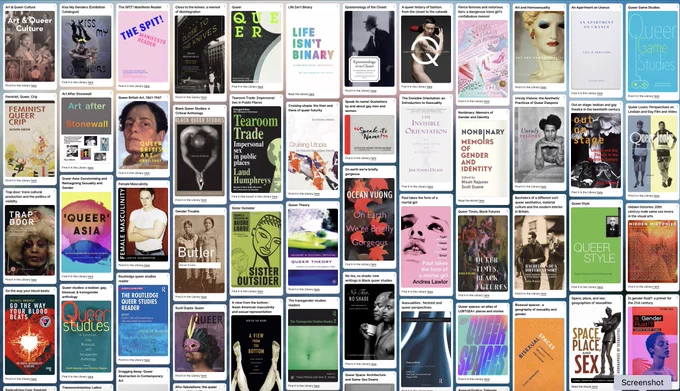 A Padlet showing the covers of many LGBT  related print books and ebooks.