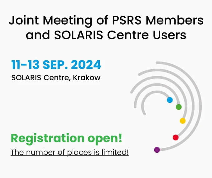 Graphics informing about the conference "Joint Meeting of PSRS Members and SOLARIS Centre Users".