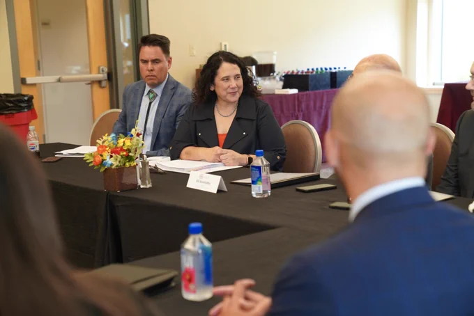 SBA Administrator and Assistant Administrator for the Office of Native American Affairs Jackson Brossy at a roundtable discussion with Chickasaw Nation business leaders.