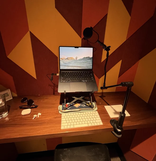 Portable podcast studio in the "Fire Room"