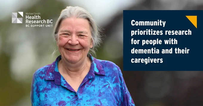 Delores Broten, a patient partner who had a loved one with dementia, smiles at the camera. She is part of a story about how the Comox Valley community is prioritizing research for people with dementia and their caregivers. Image courtesy of Island Health.