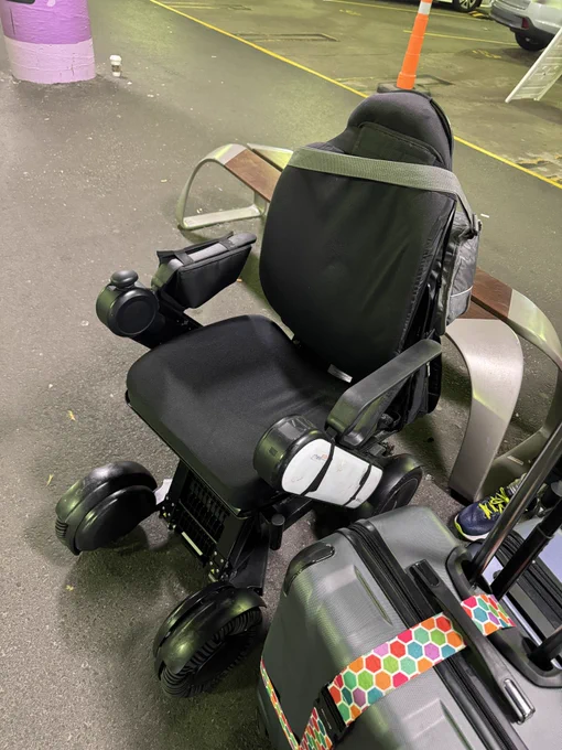 Image shows my broken power wheelchair