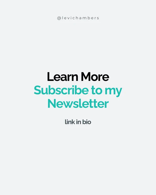 Text reads 'Learn More. Subscribe to my Newsletter. link in bio' with the Instagram handle @levichambers at the top.