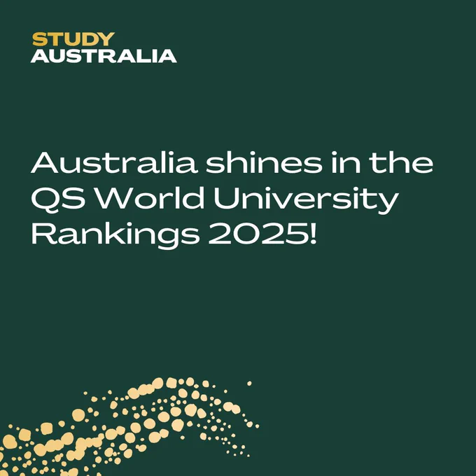 Text reading 'Australia shines in the QS World University Rankings 2025!'.