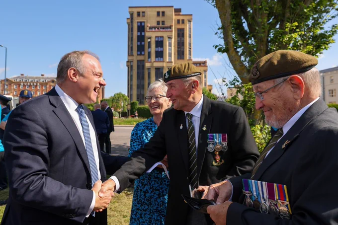 Ed Davey with veterans, D Day ceremony