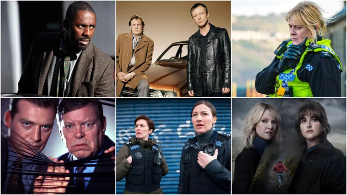 Composite image featuring photos from shows including Luther, Life on Mars, Happy Valley, Dalziel and Pascoe, Line of Duty, and Shetland