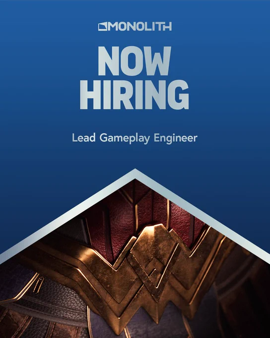 Monolith Productions hiring for Lead Gameplay Engineer. See lith.com for details and innovate with us!