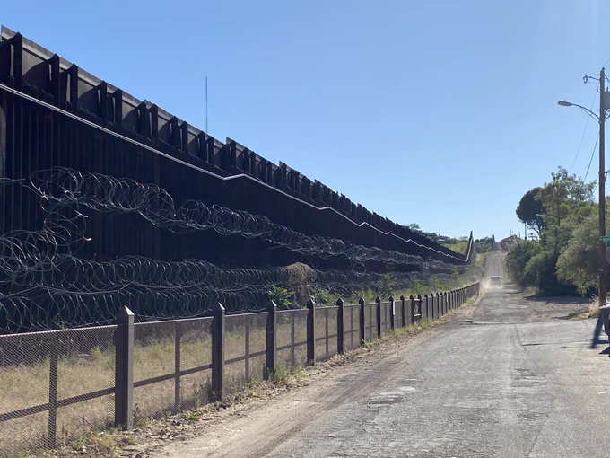 Border wall separates US and Mexico in Nogales