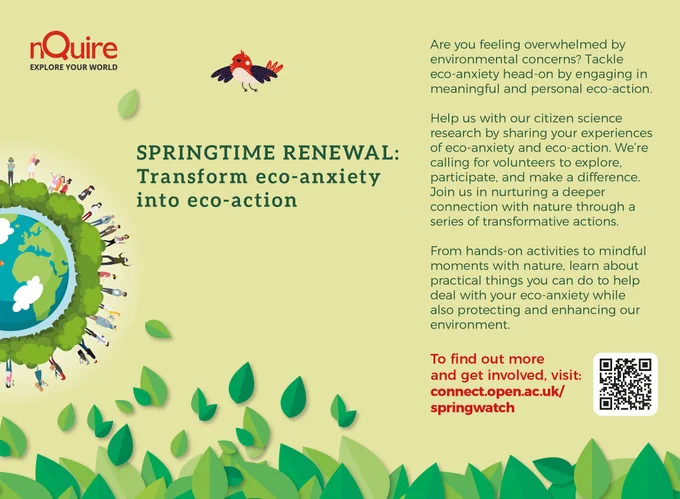 animation and information sheet outlining Springtime Renewal, and a QR code to join.
