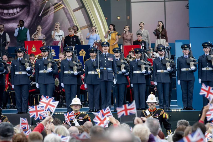 RAF Personnel on stage.