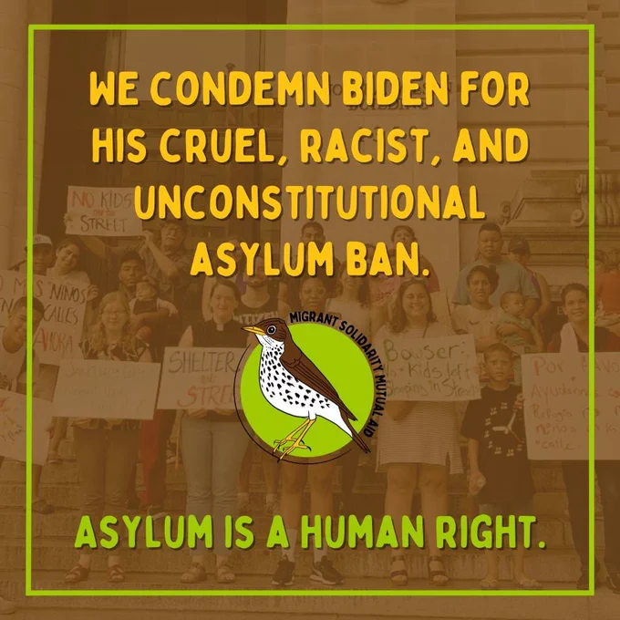 Biden’s new asylum ban is cruel, racist, and unconstitutional.

Asylum is a human right.