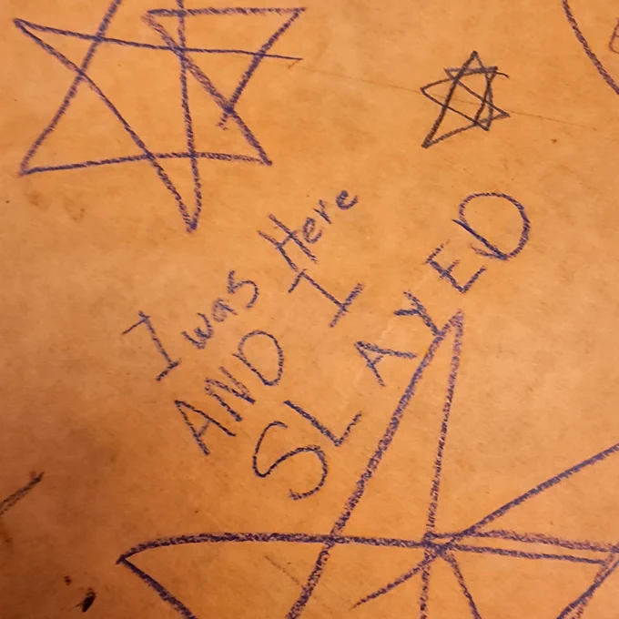 The words "I was here and I slayed" surrounded by stars.