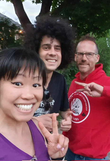 Photo taken in the Ottawa Vanier area.
Left to right is Steph, Chris, and Goose. 3 people who met on Twitter years ago, and have finally hung out in person.