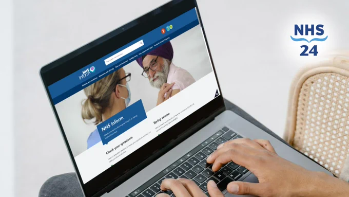 Photo of someone using the NHS inform website on a laptop