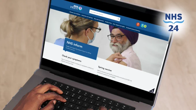  Photo of another person using the NHS inform website on a laptop.
