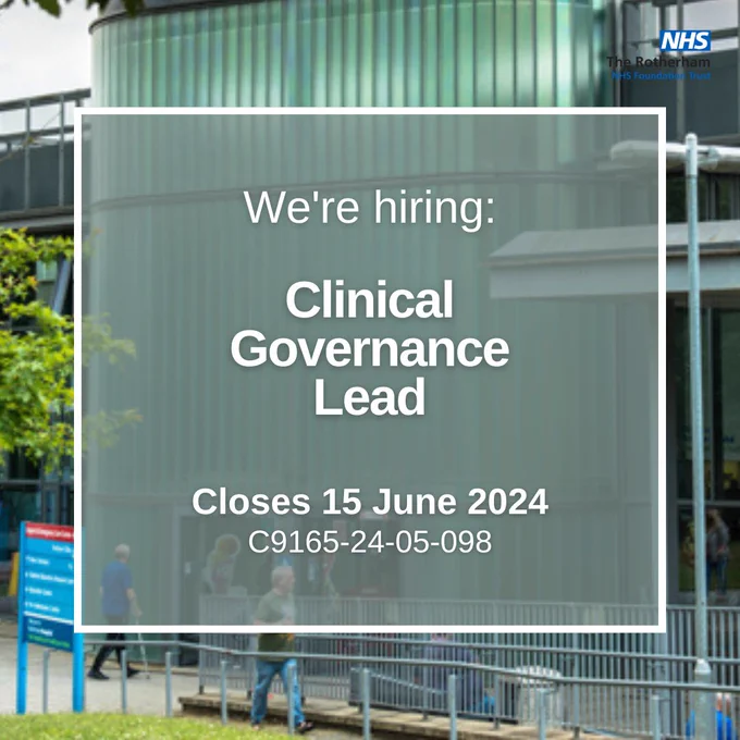 We're hiring: Clinical Governance Lead. Closes 15 June 2024.