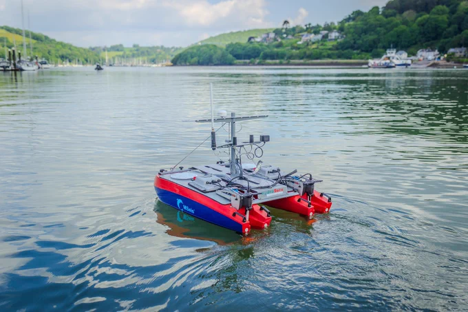 MSeis USV on the River Dart, credit Daniel Rasmussen/HydroSurv