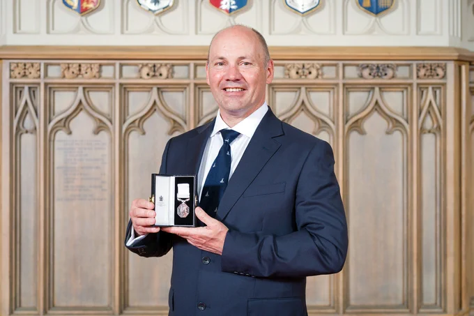 Mark Brandon at Windsor Castle with The Polar Medal