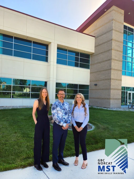 Trina Hayden, NORCAT Chief Advisory Officer, Jason Bubba, NORCAT COO, and Amber Donnelli, Associate Vice President for Faculty Success and incoming Interim GBC President, stand united in front of Great Basin College in Elko, Nevada, symbolizing collaborative leadership for education and innovation.