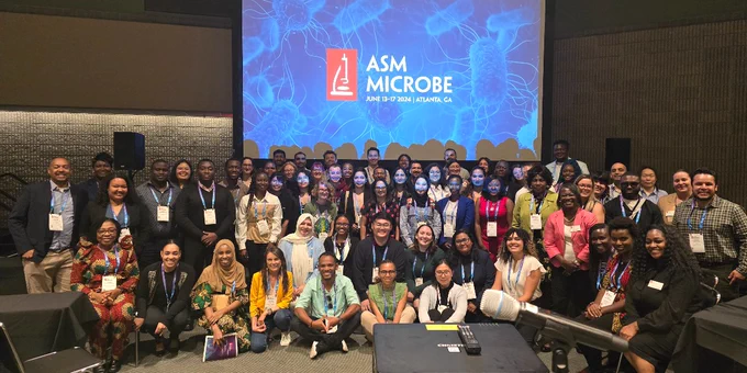 ASM Young Ambassadors posing for a group photo at ASM Microbe