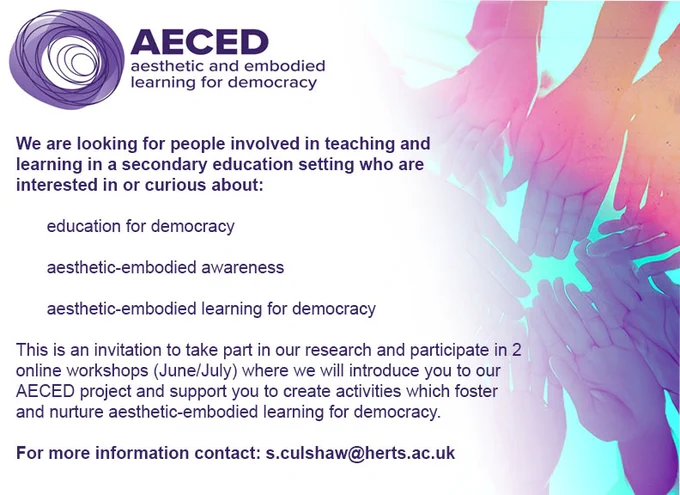 Poster outlining details of the AECED UK research cases, and contact details for further information. 