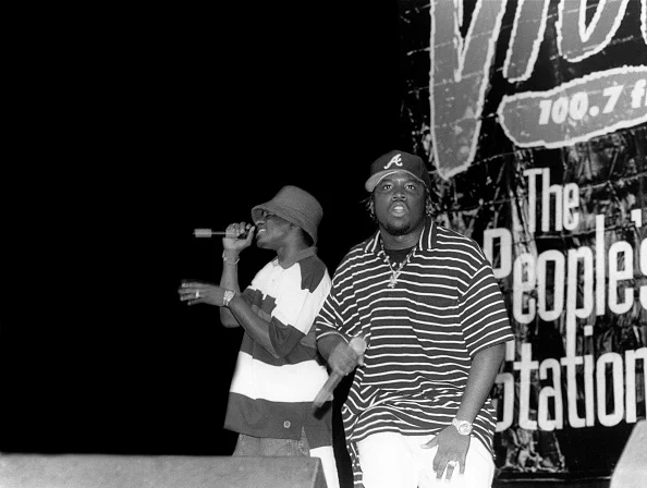 André 3000 and Big Boy from Outkast perform at the Marcus Amphitheatre in Milwaukee, Wisconsin, in 1995. (Photo By Raymond Boyd/Getty Images).