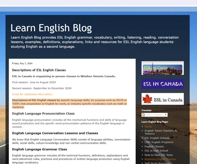 picture of Learn English blog